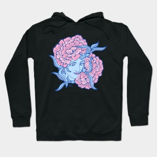 Blue Queen with Pink Carnation Crown Hoodie